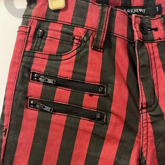 Hot Topic Women’s Red and Black Striped Pants - Picture 4 of 7